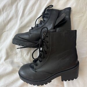 Black Lace-Up Ankle Boots